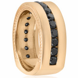 2 5/8ct Black Diamond Men Yellow Gold Band Heavy 15g Wide 9mm Rope Polished Ring