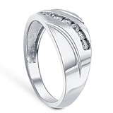 Mens 1/3ct White Gold Diamond Ring 10k High Polished Wedding Anniversary Band