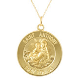 14k Yellow Gold St. Anthony Medal Pendant 1" Tall 4 Grams
