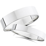 Plain High Polished Flat Wedding Bands 14K White Gold