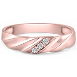 VS Diamond 3-Stone Men's Wedding Band in White, Yellow, or Rose Gold Lab Grown