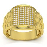 1/4Ct Pave Diamond Men's Wide Ring Lab Grown in White, Yellow, or Rose Gold