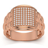 1/4Ct Pave Diamond Men's Wide Ring Lab Grown in White, Yellow, or Rose Gold