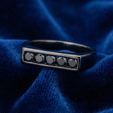 1Ct Black Diamond 5-Stone Men's Ring in 10k Black Gold