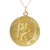 14k Yellow Gold St. Christopher Medal Pendant 1" Tall 3.5 Grams