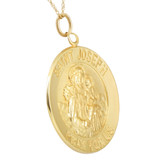 14k Yellow Gold St. Joseph Medal Pendant 1" Tall 3 Grams