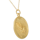 14k Yellow Gold Prayer Hands Medal Pendant  .5" Tall 2.5 Grams
