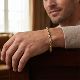 Men's Seed & Rolo Link 14k Gold (20gram) or Platinum (33gram) 4.5mm Bracelet 7.5"