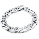 Men's Puffed Heavy Mariner Link 14k Gold (113gram) or Platinum (183gram) 13.5mm Bracelet 8.5"