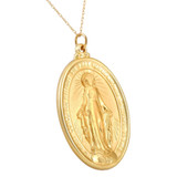 14k Yellow Gold St. Mary Medal Pendant  1.5" Tall 10 Grams