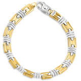 Men's Solid 14k Gold (28grams) or Platinum (45gram) Two Tone 5.5mm Bracelet 8.5"