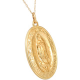 14k White or Yellow Gold Lady Of Guadalupe Medal Pendant  1" Tall 4 Grams
