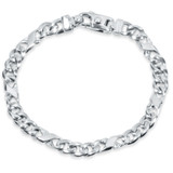 Men's Infinity Figaro Link 14k Gold (26gram) or Platinum (42gram) 7.5mm Bracelet 8.5"