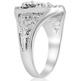 Mens Diamond Lucky Horseshoe Ring 10K White Gold