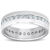 1 1/2 ct Mens Channel Set High Polished Comfort Fit Wedding Band Eternity Ring