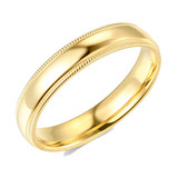 5mm Milgrain Plain High Polished Dome Wedding Band 10k White, Yellow, Rose Gold