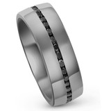 Men's 1 1/2Ct Channel Set Polished Black Gold Diamond Eternity Ring 7mm 14k Gold