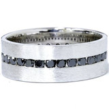 1 1/10ct Treated Black Diamond 8mm Mens Eternity Ring 14K White Gold