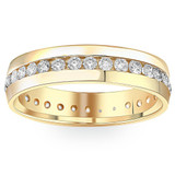 1 1/4ct Mens Diamond Channel Set Eternity Ring 14K Yellow Gold