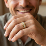 1 1/4ct Men's Diamond Channel Set Eternity Ring 14K Yellow Gold