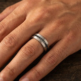 1 1/10ct Black Diamond Brushed Wedding Mens Eternity Band 14K Black Gold