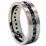 1 1/10ct Black Diamond Brushed Wedding Mens Eternity Band 14K Black Gold