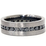 1 1/10ct Black Diamond Brushed Wedding Mens Eternity Band 14K Black Gold