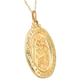 14k Yellow Gold St. Christopher Medal Pendant 1" Tall 2.5 Grams