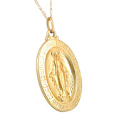 14k Yellow Gold St. Mary Medal Pendant  1" Tall 2 Grams