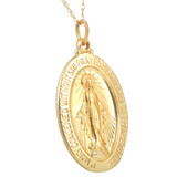14k Yellow Gold St. Mary Medal Pendant  1" Tall 2.5 Grams