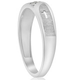 1/10 ct Mens Diamond Cross Wedding Anniversary Ring 10K White Gold