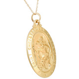 14k Yellow Gold St. Christopher Medal Pendant  1" Tall  3 Grams