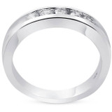 1/2ct Diamond Mens Wedding Ring Channel Set High Polished Band 14K White Gold