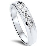 1/2ct Diamond Mens Wedding Ring Channel Set High Polished Band 14K White Gold