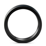 Men's Black & Blue Two Line Tungsten Ring Brushed Ring 8mm Wedding Band