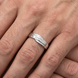 Mens Cut Diamond Wedding Ring 1/6cttw 10K White Gold High Polished Channel Set