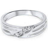 Mens Real Diamond 14k White Gold Wedding Ring Band New