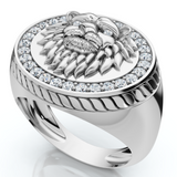 3/8Ct Men's Diamond Lion Head Pink Ring in 10k White or Yellow Gold