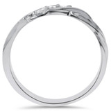 Mens Diamond Wedding Ring 3-Stone 14K White Gold High Polished Band