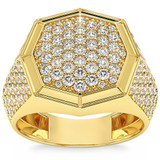 2 1/2Ct Diamond Men's Hexagon Pave Hip Hop Ring in 14k Gold