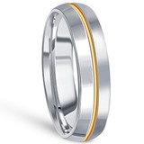 Men's Polished Tungsten & Gold Plated Two Tone 6mm Ring Wedding Band