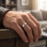 Men's Polished Tungsten & Gold Plated Two Tone 6mm Ring Wedding Band