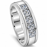 1 Ct Mens Diamond 5-Stone Wedding Ring Channel Set Classic Ring White Gold