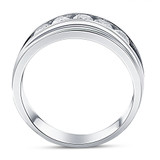 1 Ct Mens Diamond 5-Stone Wedding Ring Channel Set Classic Ring White Gold
