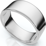 8mm Flat High Polished Wedding Comfort Fit Plain Band 14K White Gold Ring