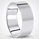 8mm Flat High Polished Wedding Comfort Fit Plain Band 14K White Gold Ring