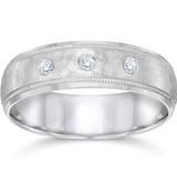 Hammered Diamond 6mm Wedding Band 10K White Gold