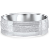 7mm Brushed Flat Platinum Mens Comfort Fit Wedding Band