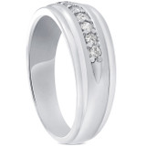Mens 1/4ct White Gold 7 Stone Diamond Ring 10k Polished Wedding Anniversary Band