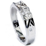 Mens Diamond Cross Ring 14K White Gold